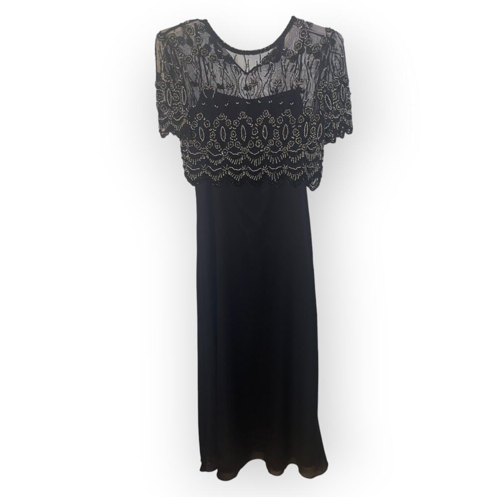 Vintage Stenay Long Formal beaded Dress Sz 10 EUC